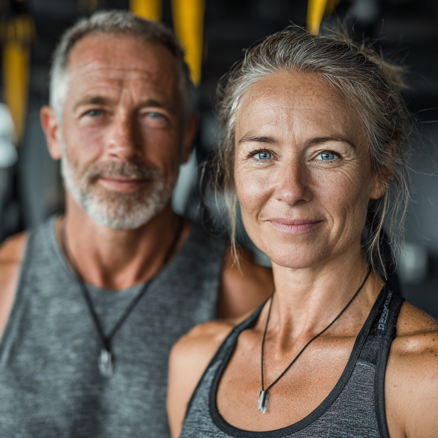 Активни възрастни хора правят упражнения