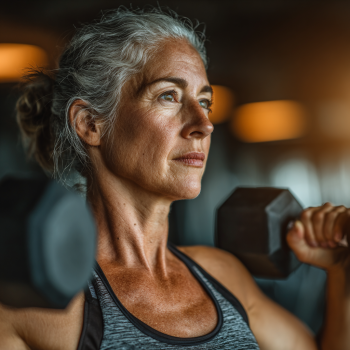 Здрави възрастни хора правят упражнения